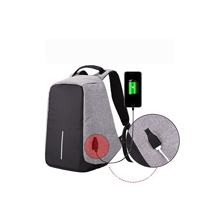 Mochila Portátil Antirrobo Para Computadora Portátil Con Puerto De Carga USB Para Computadora Portátil De 15 Pulgadas - Púrpura-9