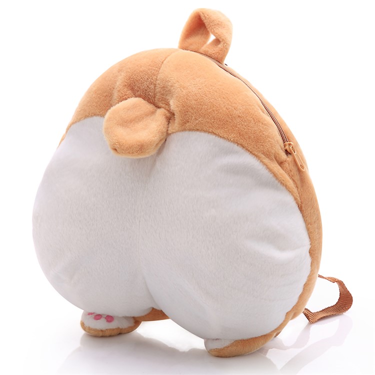 Soft Plush Kawaii Ass Double Shoulder Bag 3D Corgi Butt Backpack, Size: 38 x 36cm-1