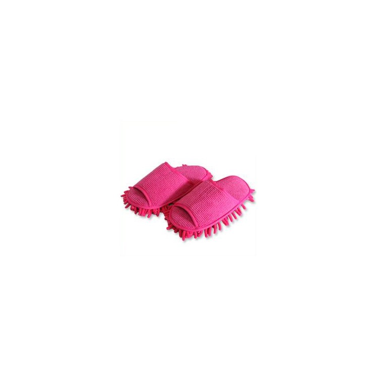 Household Chenille Floor Dust Cleaning Mop Slippers Easy Clean Open Toe Indoor Shoes - Rose-1