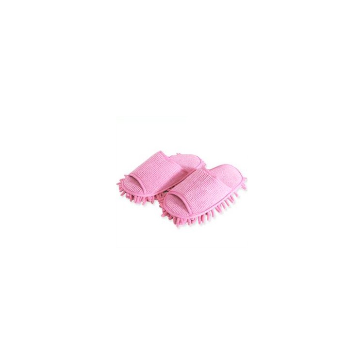 Household Chenille Slippers Floor Dust Cleaning Mop Slippers Indoor Shoes - Pink-1