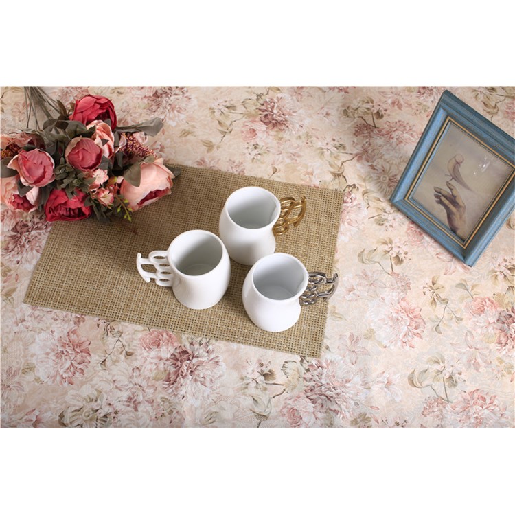 Creative Ceramic Couple Boxing Cup - White + Silver Color-3
