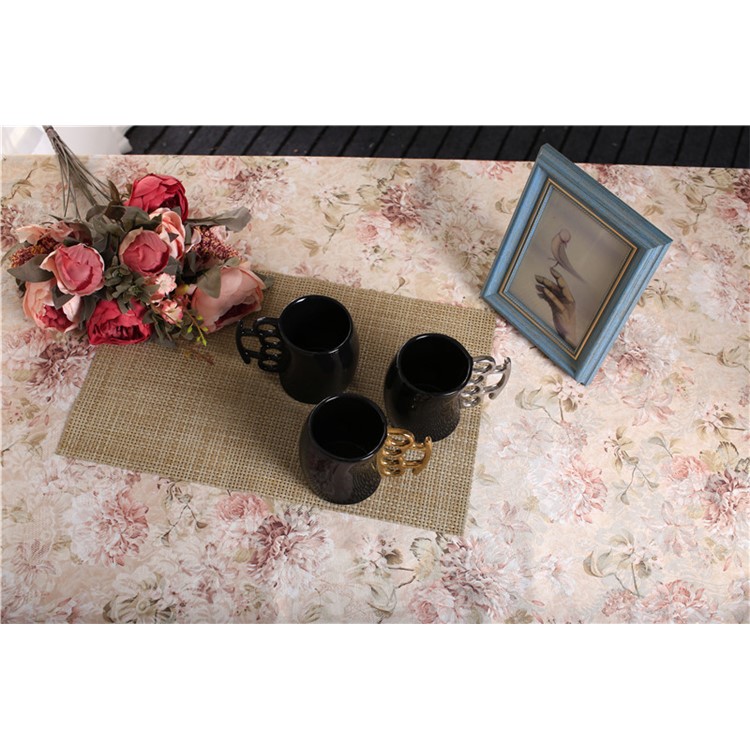 Kreativer Keramik-Boxbecher Mit Vier-Finger-Halter - Schwarz + Silberne Farbe-4