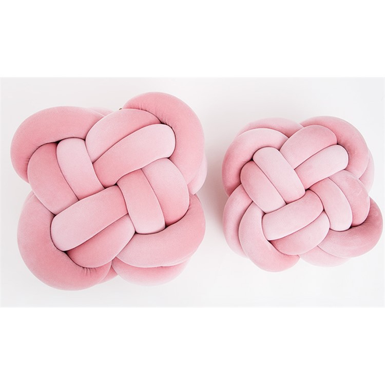 INS Knot Ball Nordic Knitted Velvet Knot Ball Pillow Home Decor - Pink-5