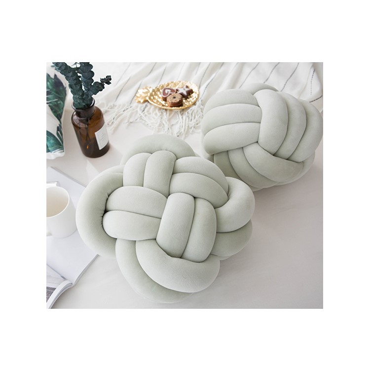 Knot Ball Nordic Knitted Velvet Knot Ball Sofa Pillow Home Decor - S / Beige-1