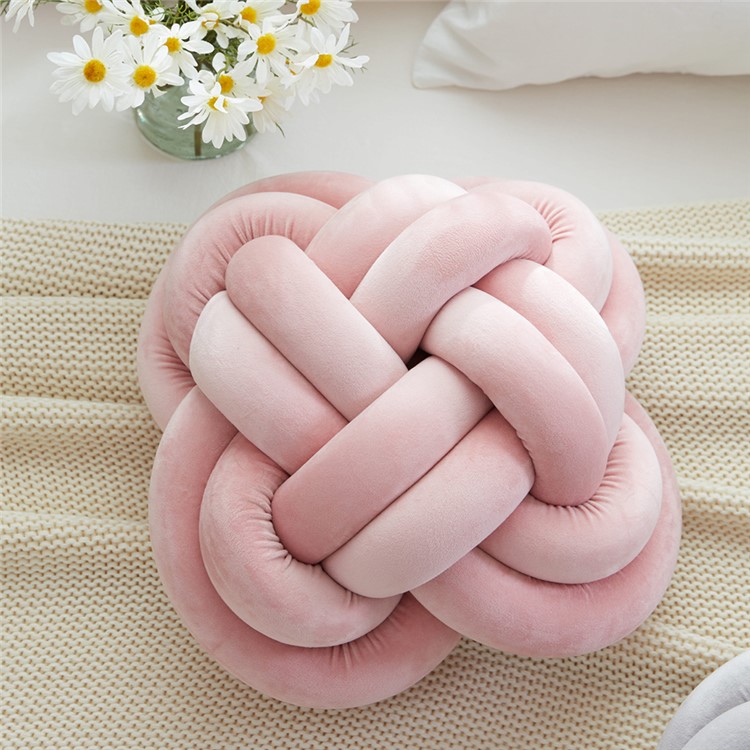 Knot Ball Nordic Crystal Velvet Knot Ball Sofa Pillow Home Decor - S / Pink-1