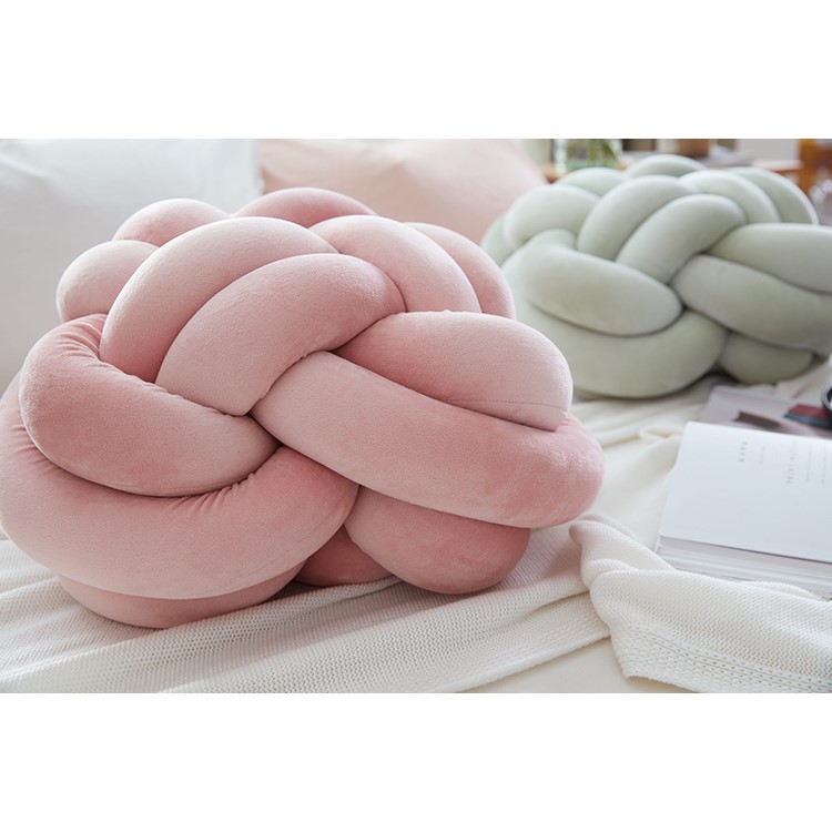 Knot Ball Nordic Crystal Velvet Knot Ball Sofa Pillow Home Decor - S / Pink-2