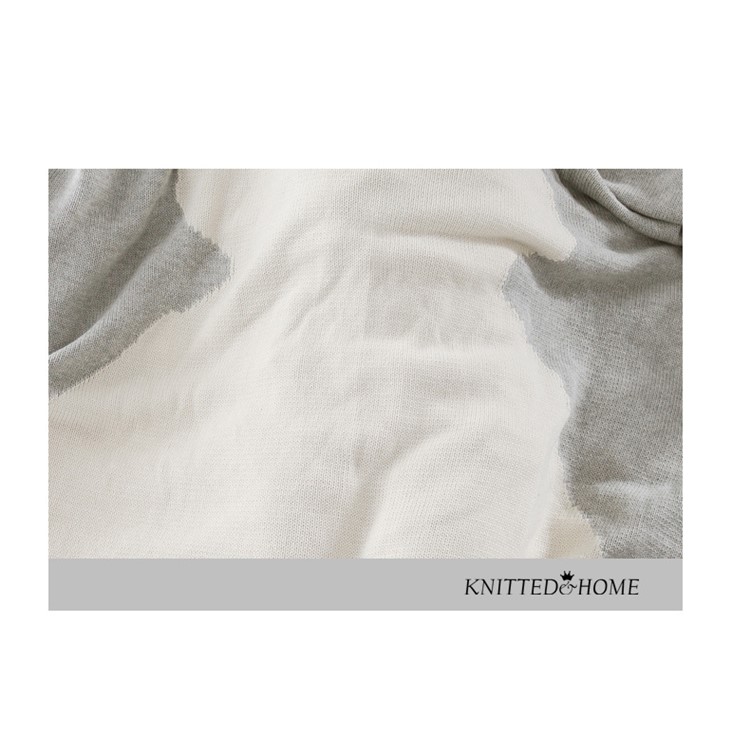 Children's Lovely 3D Rabbit Ear Jacquard knitted Blanket - Grey-5