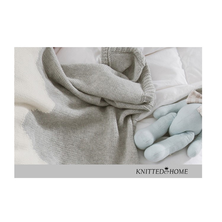 Children's Lovely 3D Rabbit Ear Jacquard knitted Blanket - Grey-6