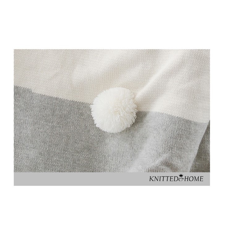 Children's Lovely 3D Rabbit Ear Jacquard knitted Blanket - Grey-7