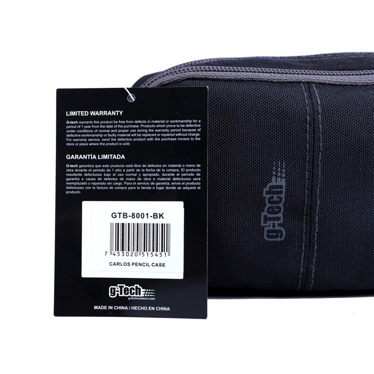 Fashion Double Zipper Water-proof Polyester Student Pencil Pouch Bag - Black-12