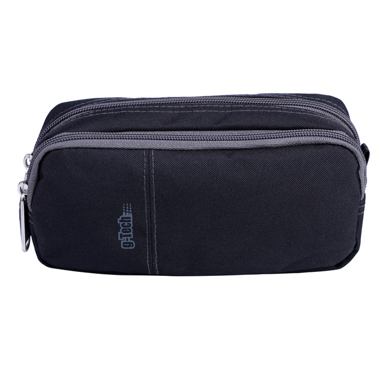 Fashion Double Zipper Water-proof Polyester Student Pencil Pouch Bag - Black-3
