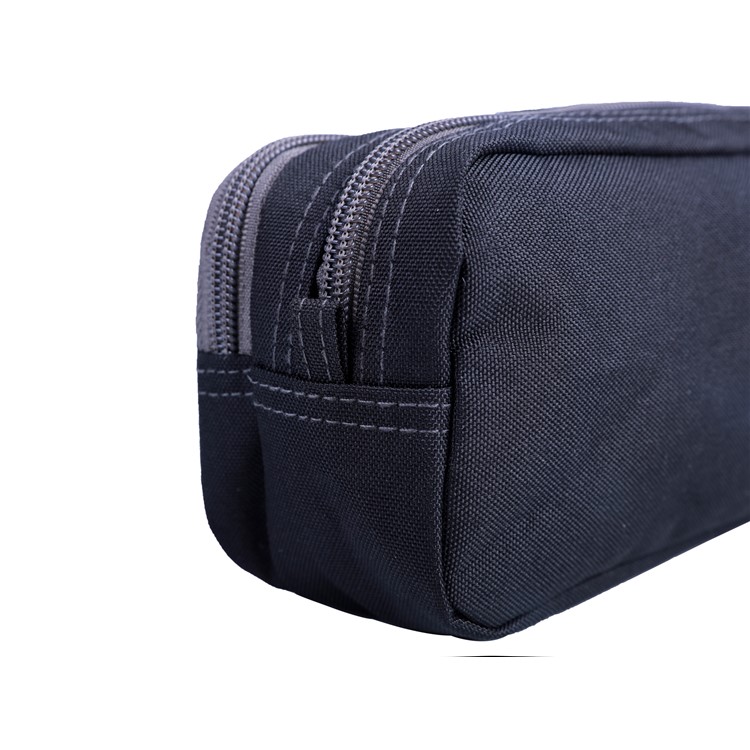 Fashion Double Zipper Water-proof Polyester Student Pencil Pouch Bag - Black-6