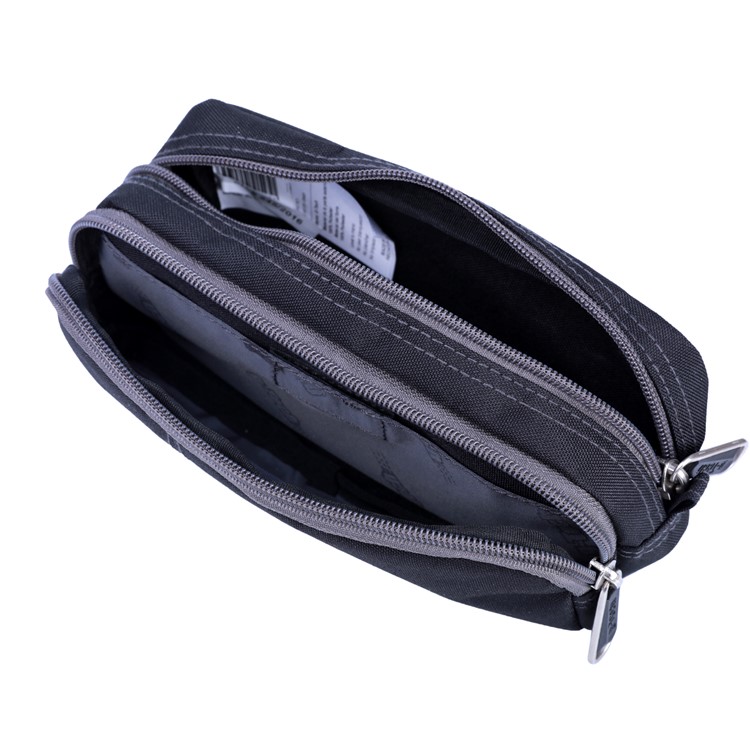 Fashion Double Zipper Water-proof Polyester Student Pencil Pouch Bag - Black-9
