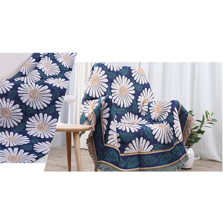 Cotton Three Layers Two-sided Sofa Cover Blanket with Tassels, Size: 180 x 230cm - Daisy-3