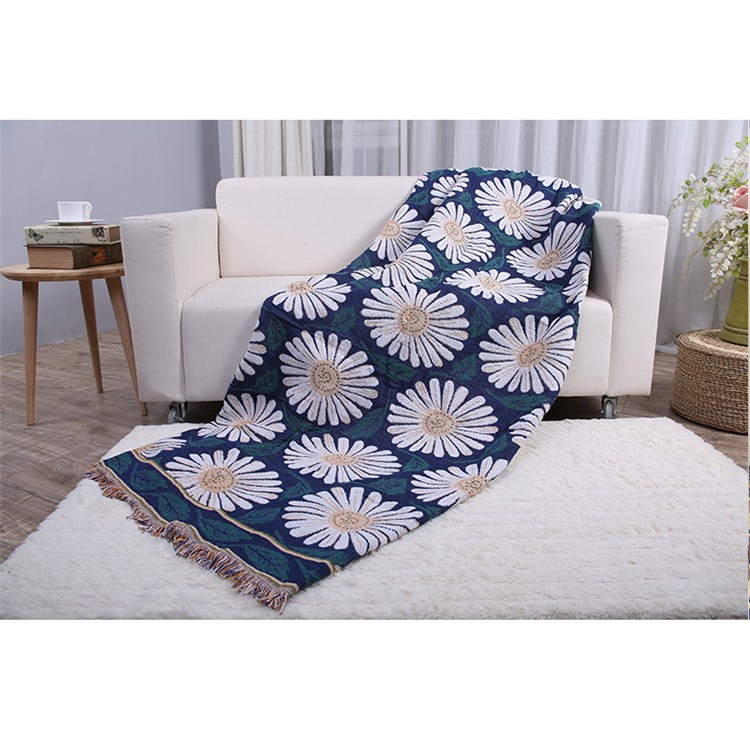 Cotton Three Layers Two-sided Sofa Cover Blanket with Tassels, Size: 180 x 230cm - Daisy-4