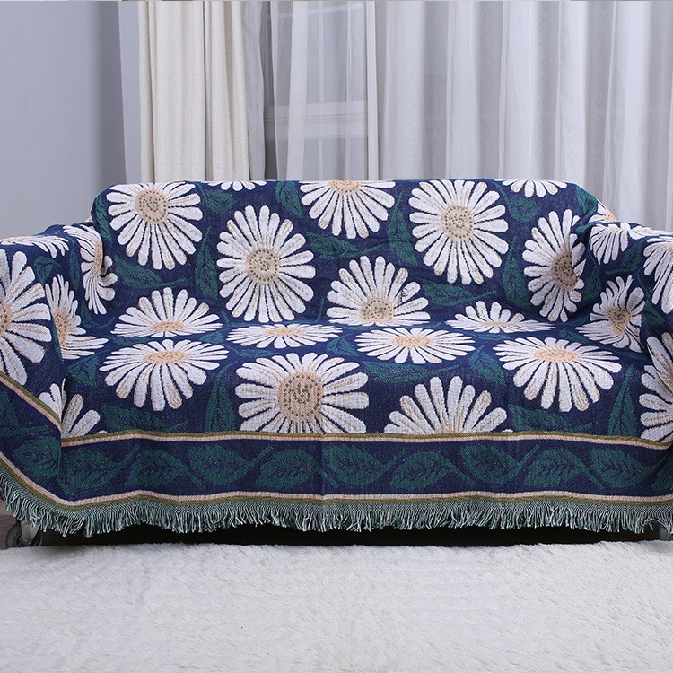 Cotton Three Layers Two-sided Sofa Cover Blanket with Tassels, Size: 180 x 230cm - Daisy-5