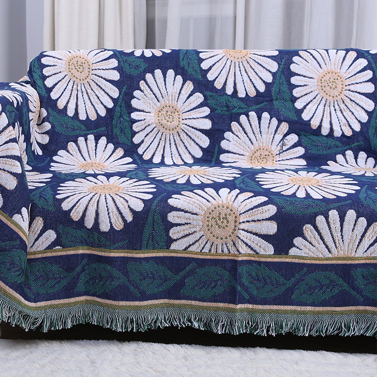 Cotton Three Layers Two-sided Sofa Cover Blanket with Tassels, Size: 180 x 230cm - Daisy-7