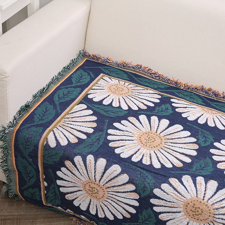 Cotton Three Layers Two-sided Sofa Cover Blanket with Tassels, Size: 180 x 230cm - Daisy-8