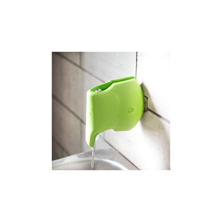 Elephant Shape Baby Bath Spout Cover Silicone Faucet Guard - Green-1