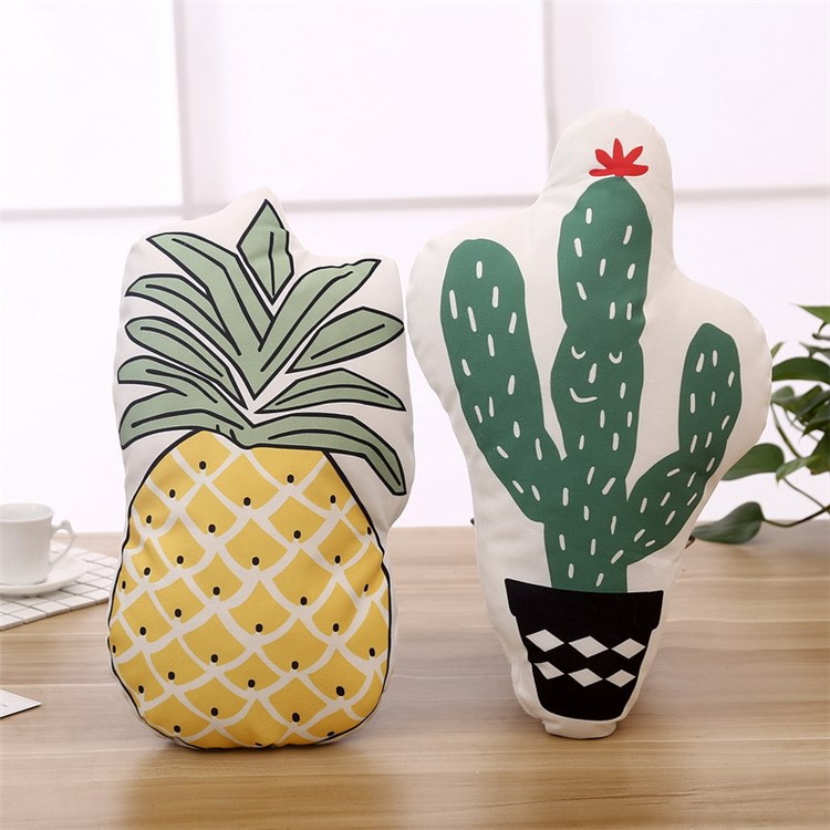 PP Cotton Polyester Cute and Soft Throw Pillow Back Cushion Waist Pillow Plant Pattern Toy - Pineapple-3