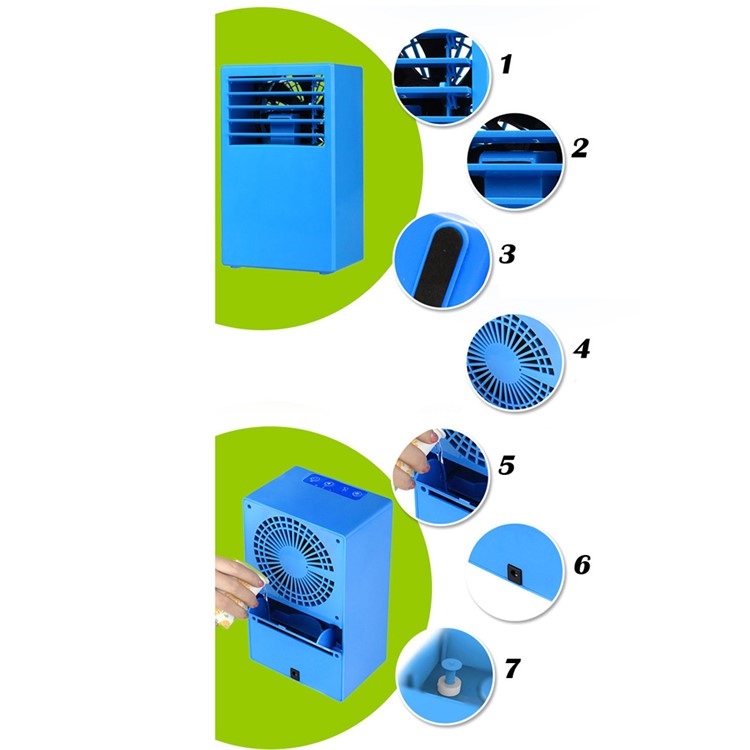 2-in-1 US Plug Humidifier and Air Conditioner Fan for Home Office Use - Blue-15