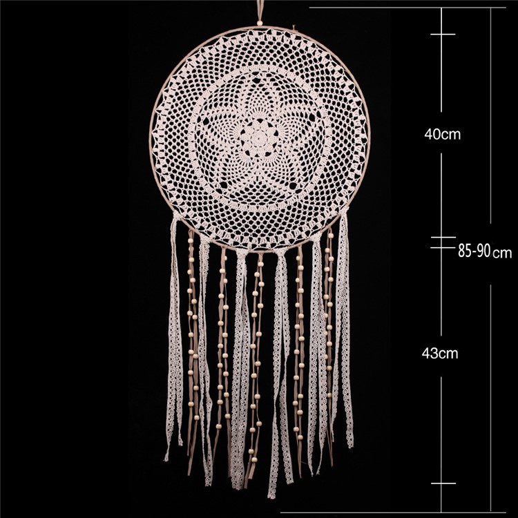 Circular Tassel Dream Catcher Wall Hanging Decoration Decor Craft for Bedroom Car Party Etc. - Light Coffee-5