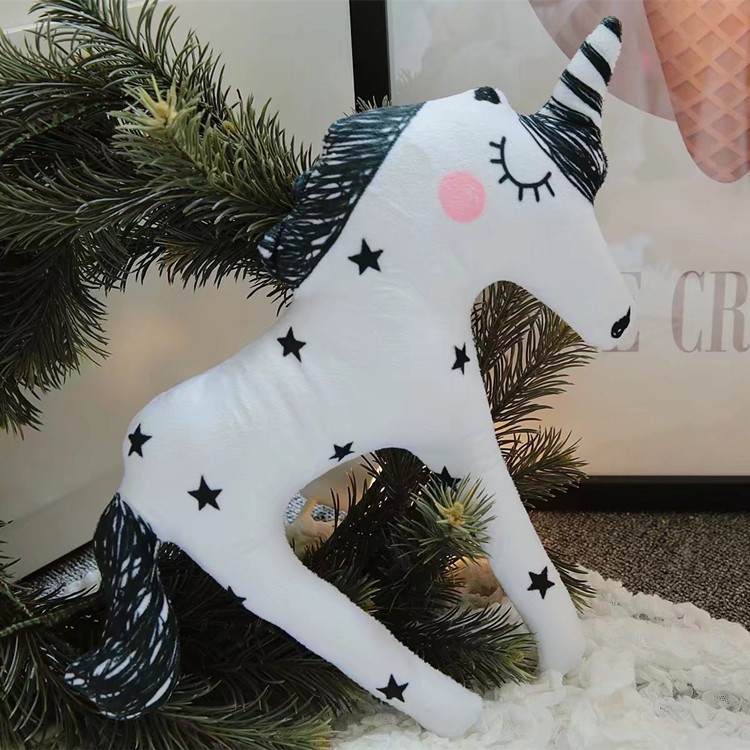 Cute Plush Unicorn Throw Pillow Home Decor - M / Black-1
