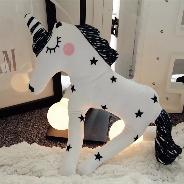 Cute Plush Unicorn Throw Pillow Home Decor - M / Black-2