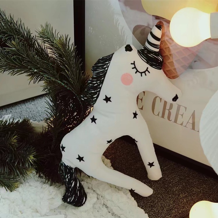 Cute Plush Unicorn Throw Pillow Home Decor - M / Black-4