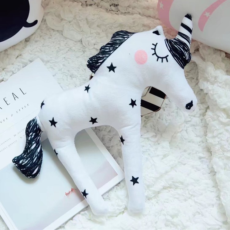 Cute Plush Unicorn Throw Pillow Home Decor - M / Black-5