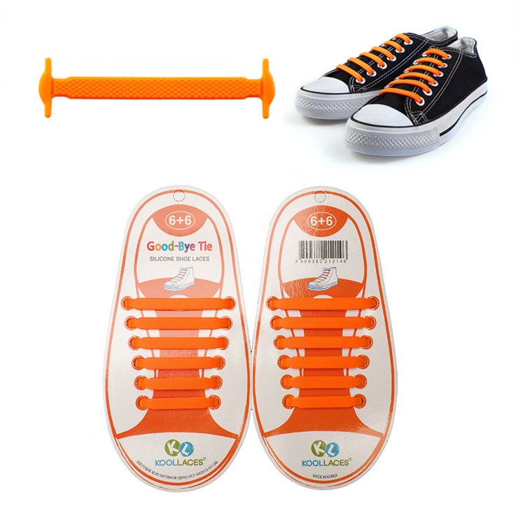 6 Pairs Trainer Hook Type Soft Silicone Shoelace Shoelaces, 4.5 - 7cm - Orange-1