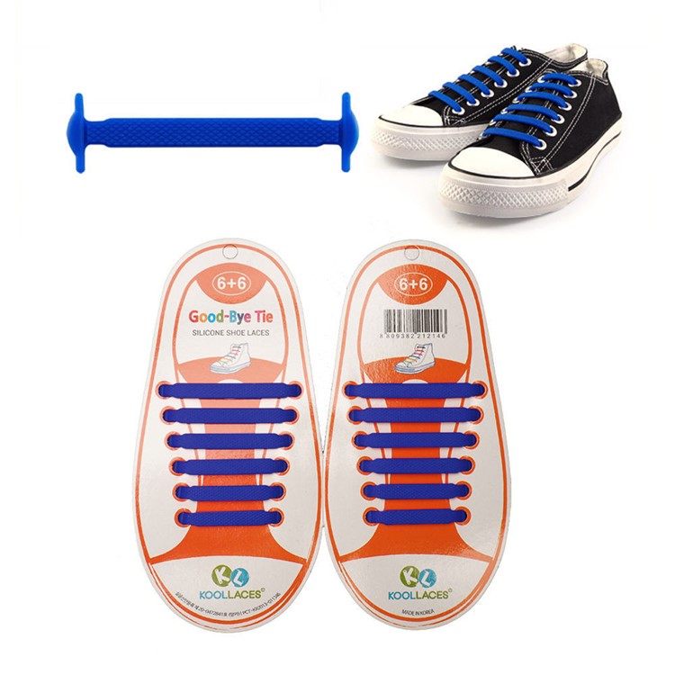 6 Pairs Unique Hook Type Soft Silicone Shoelace Shoelaces, 4.5 - 7cm - Dark Blue-2