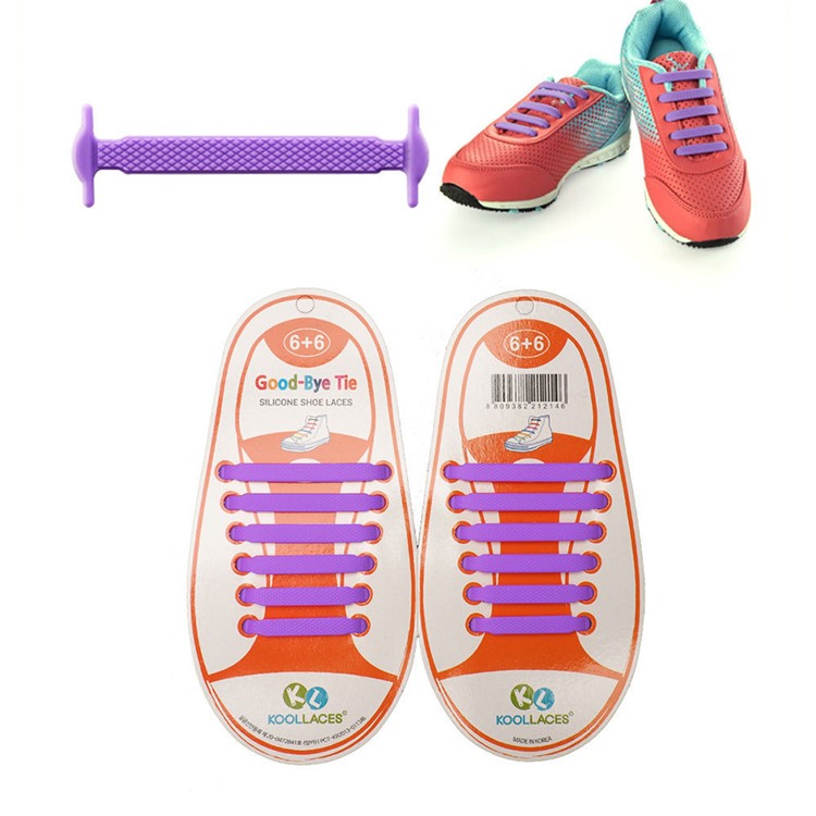 6 Pairs Hook Type Soft Silicone Shoelace for Kid, Adults Shoelaces, 4.5 - 7cm - Purple-1