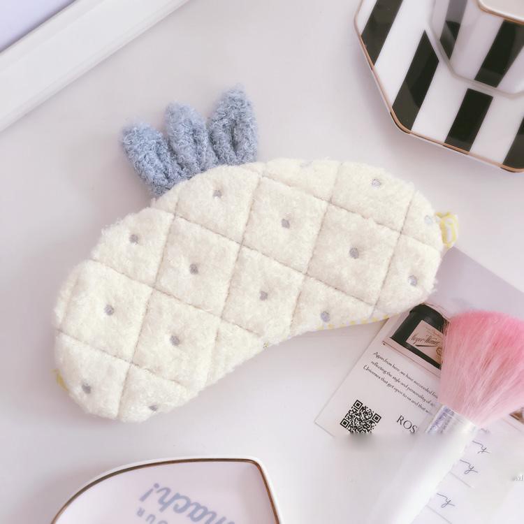 Cute 3D Pineapple Lambs Wool Patch Eye Mask Eyeshade Cover Sleeping Blinder - White-1