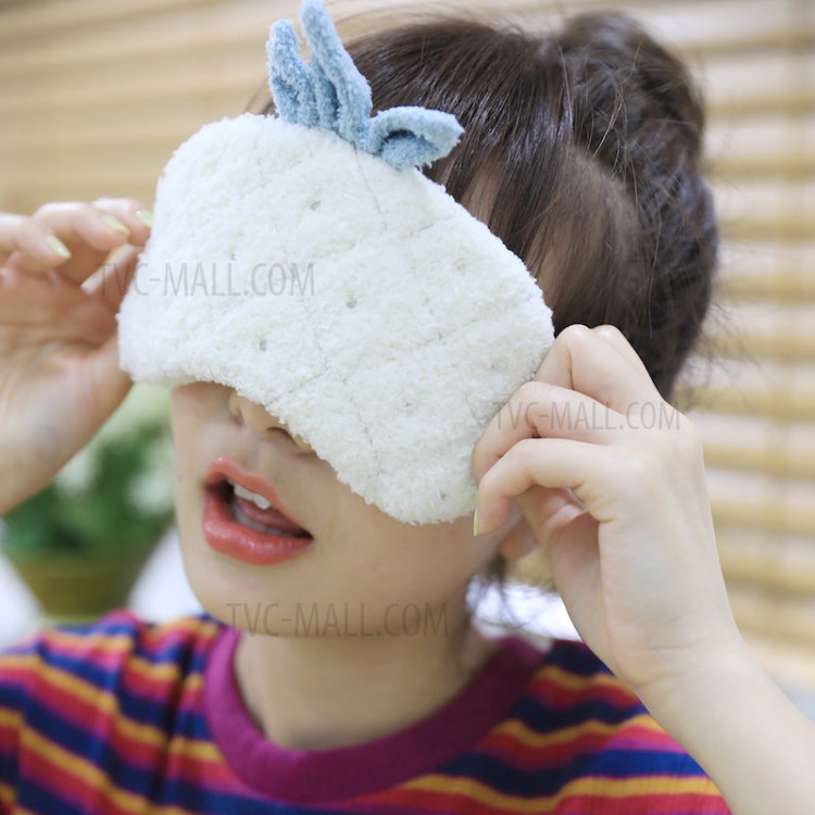 Cute 3D Pineapple Lambs Wool Patch Eye Mask Eyeshade Cover Sleeping Blinder - White-3