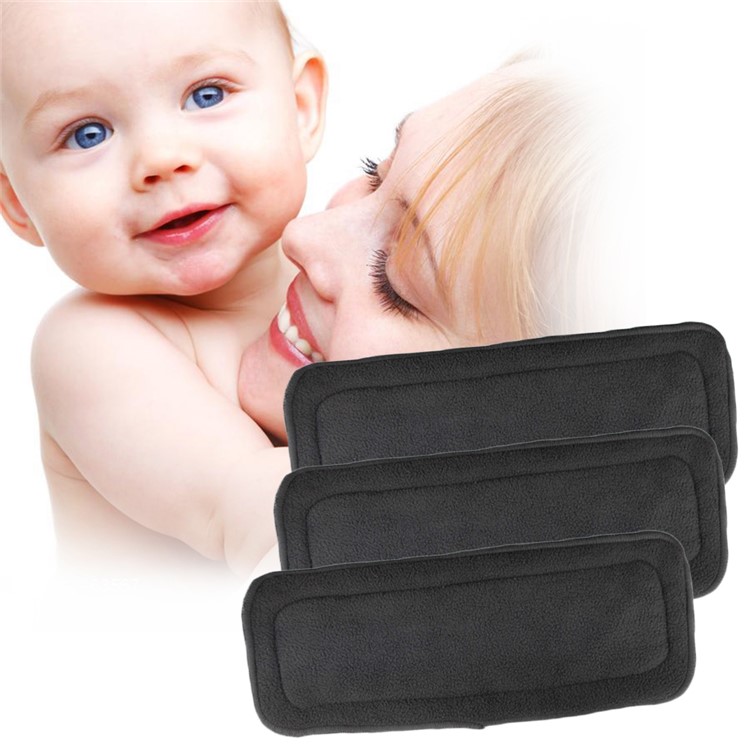 5PCS/Pack Baby Reusable Soft 4 Layers Bamboo Charcoal Cloth Diapers Inserts, Size: 33 x 14cm-1