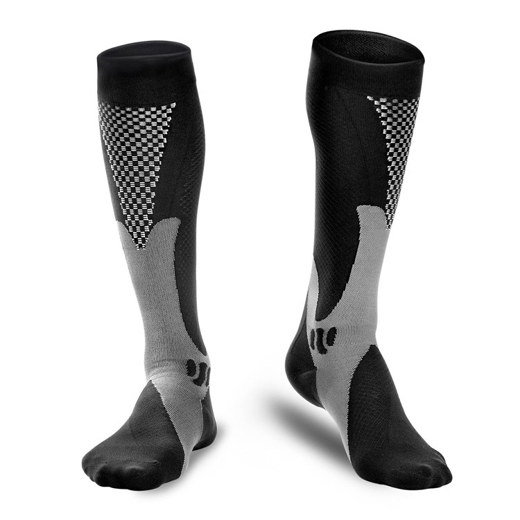 2 Pairs 20-30mmhg High Compression Sports Knee Socks for Running Cycling Fitness - Black / Size: L/XL-1