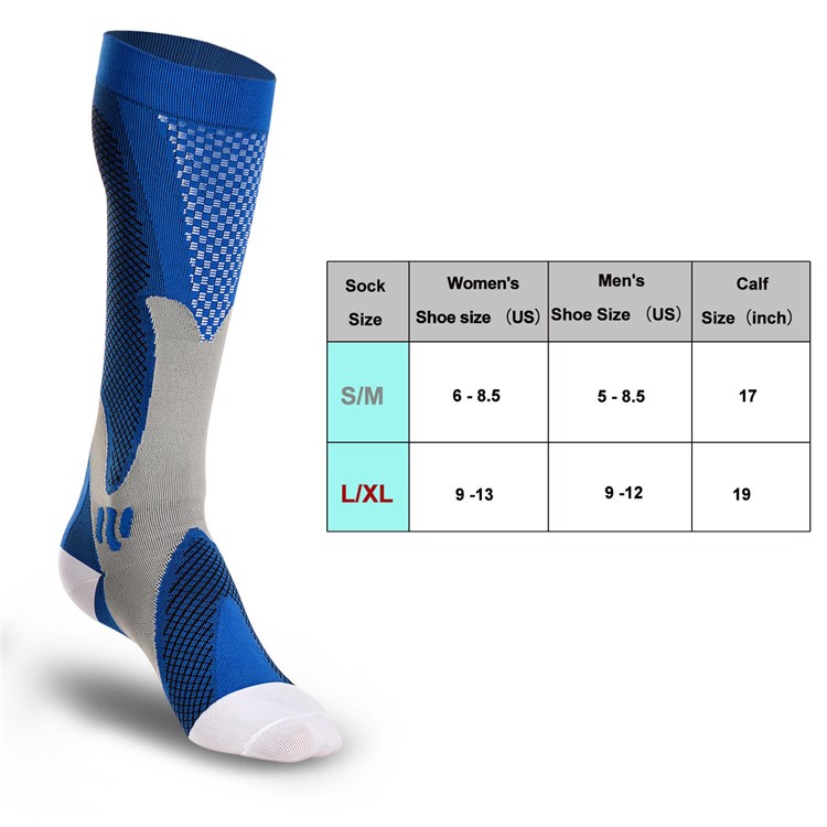 2 Pairs 20-30mmhg High Compression Sports Knee Elastic Socks for Running Cycling Fitness - White / Size: L/XL-4