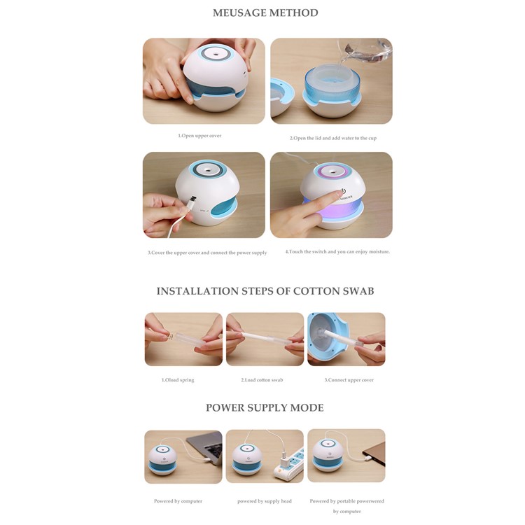 150ml Diamante Pattern USB LED Humidifier Air Diffuser Purifier with Colorful LED Light - Red-4