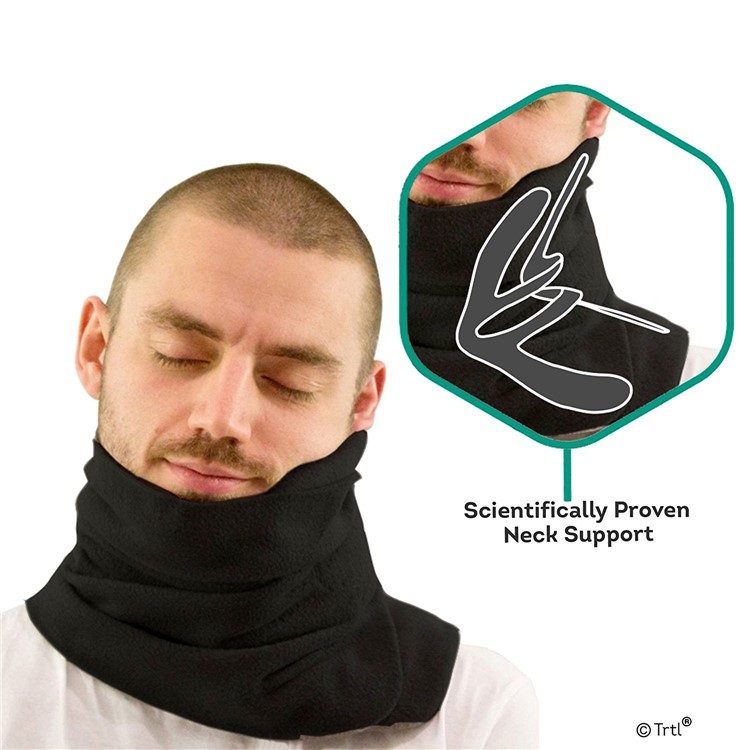 Washable Travel Neck Support Pillow Soft Nap Scarf Pillow Flight Sleep Pillow - Black-2