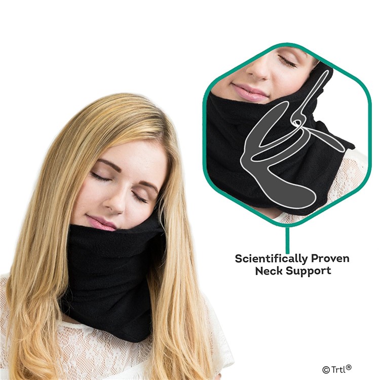 Washable Travel Neck Support Pillow Soft Nap Scarf Pillow Flight Sleep Pillow - Black-3