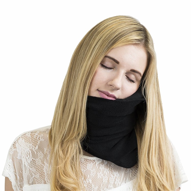 Washable Travel Neck Support Pillow Soft Nap Scarf Pillow Flight Sleep Pillow - Black-4