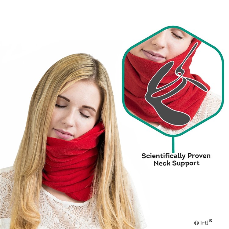 Soft Flight Sleep Pillow Warm Nap Scarf Pillow Washable Travel Neck Support Pillow - Red-7