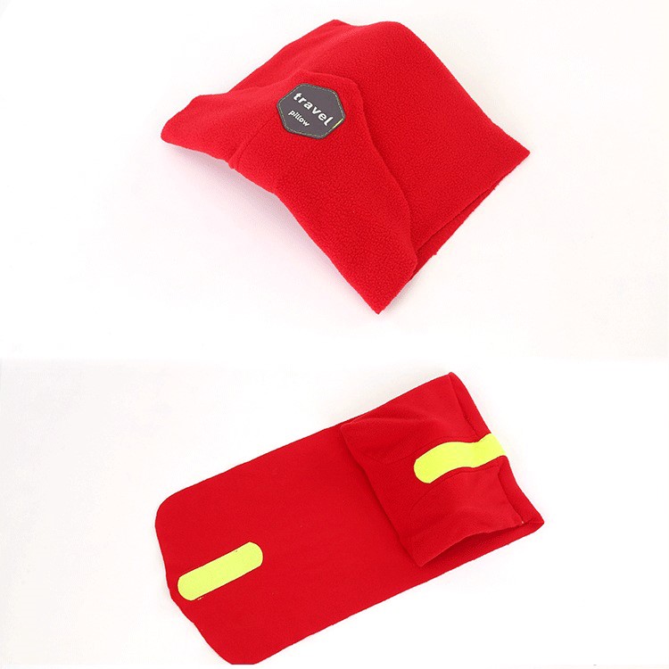Soft Flight Sleep Pillow Warm Nap Scarf Pillow Washable Travel Neck Support Pillow - Red-8