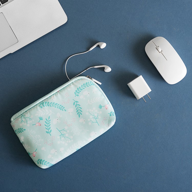 Travel Organizer Waterproof Nylon Fabric Electronics Accessories Storage Bag - Green-1