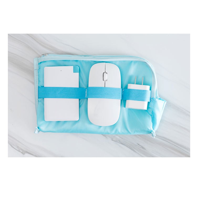 Travel Organizer Waterproof Nylon Fabric Electronics Accessories Storage Bag - Green-12
