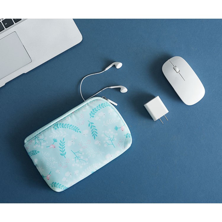 Travel Organizer Waterproof Nylon Fabric Electronics Accessories Storage Bag - Green-6