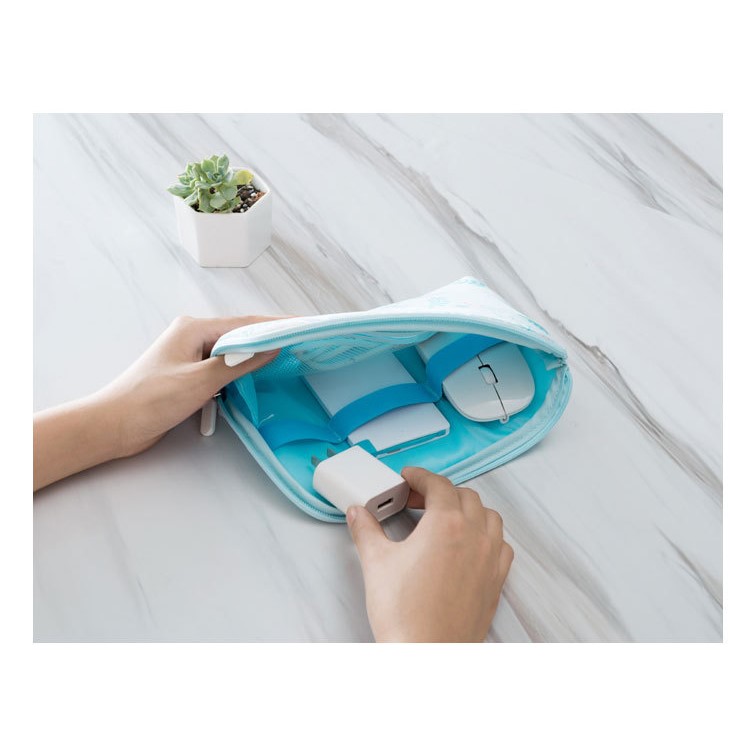 Travel Organizer Waterproof Nylon Fabric Electronics Accessories Storage Bag - Green-9