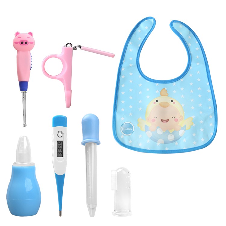 GL 7 Pcs Baby Care Set Electronic Thermometer, Medicine Feeder, Nasal Aspirator, Finger Brush, Nail Cutter etc.-1