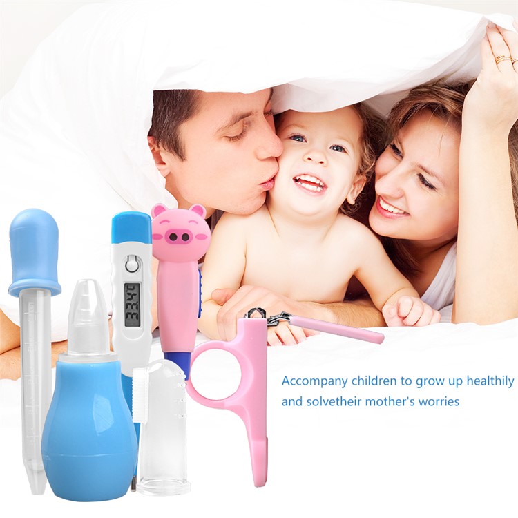 GL 7 Pcs Baby Care Set Electronic Thermometer, Medicine Feeder, Nasal Aspirator, Finger Brush, Nail Cutter etc.-10